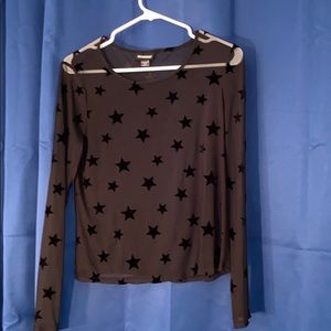 Sheer black star top